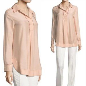 PIAZZA SEMPIONE pale pink peach silk tunic top with beaded trim